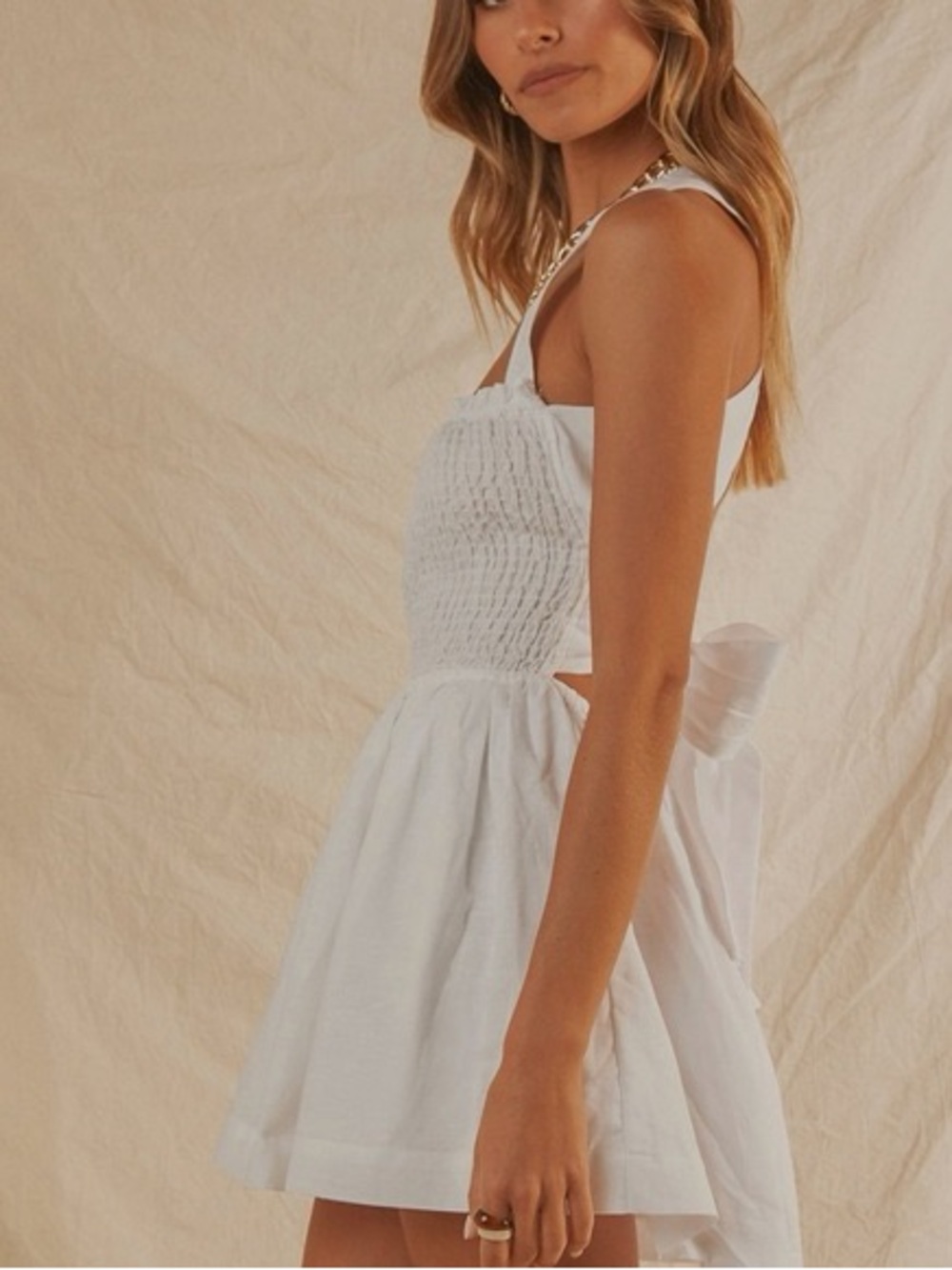 European White Linen Dress - Picture 3 of 3